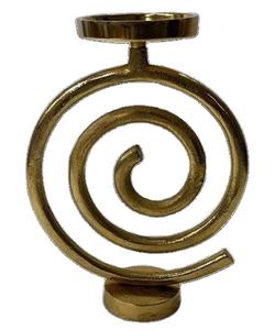 Soporte de vela de alambre de metal con acabado de color dorado Diseño de desplazamiento de forma redonda de alta calidad para decoración del hogar - Product Image 1