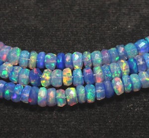 Perles d'Opale Fumée Naturelle Précieuse 4-6mm Forme Rondelle Couleur Violette Multi-Feu Éthiopienne Welo 16 Pouces de Longueur HASNAIN GEMS - Product Image 3