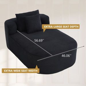 Divano letto oversize in velluto a coste da 67,5 piedi, con seduta larga 46 piedi, chaise longue da interno, solida e profonda, a due posti, per soggiorno - Product Image 2