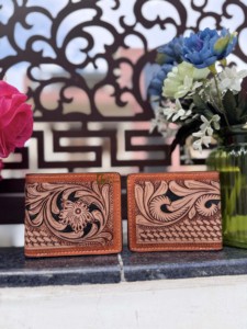 Handmade Genuine Leather Men's <b>Wallet</b> Hand Tool Leather RFID Blocking Cash & <b>Card</b> <b>Holder</b> <b>Wallet</b> Brown Short Length Daily Use - Product Image 5