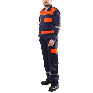 Durable Industrial Safety Coverall Uniform with Knee Reinforcement and Reflective Safety <b>Strips</b> - Product Image 6