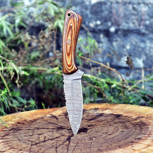 Handmade Industrial Grade Damascus Steel Hunting Knife Leather Sheath <b>Clip</b> Point Blade Straight Edge Outdoor Survival EDC Tool - Product Image 6