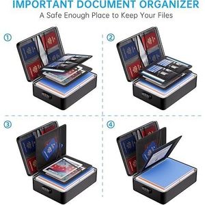 8 Layers <b>File</b> Organizer 5200 Degrees F Fireproof Document Bag Portable Home Office Lock Upgraded Heat Insulated <b>Box</b> - Product Image 2