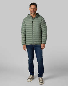 Chaqueta Acolchada con Capucha para Hombre, Color Sólido, Rellena de Plumón, Cierre de Cremallera, Resistente al Viento, Estilo Casual para Invierno, Corte Regular - Product Image 1