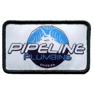 Parche Termoadhesivo Bordado Rectangular de Tela con Diseño de Tuberías de Plomería Chico, CA - Product Image 1