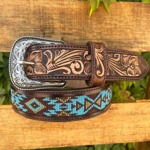 Cinturón de Cuero 100% Genuino de Diseño Impresionante y Moderno para Hombre, Diseño Artesanal, Hebilla Pintada a Mano - Product Image 1