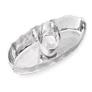 High Glossy Mirror Finish Metal Oval Chip & Dip Bowls Chip <b>Snack</b> <b>Tray</b> Bowl and Dipping Dish for Chips and Party Appetizers - Product Image 1