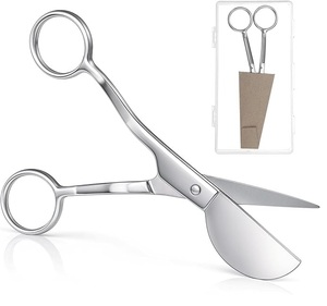 Tijeras de bordado con mango curvado, aprobadas por ISO, grandes, de doble curvatura, con funda, para bordar telas, tipo pico de pato. - Product Image 1