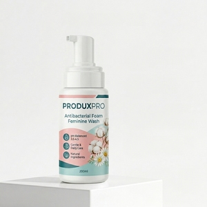 ProduxPro Espuma Antibacteriana para Higiene Íntima Femenina 100% Hierbas Naturales Cuidado del Cabello con pH Equilibrado, Certificado GMP/ISO/HALAL, Suave, con 3 Años de Vida Útil - Product Image 1