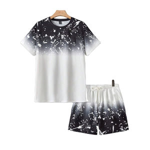 Conjunto Deportivo Informal de Algodón 100% para Hombre, Ropa de Verano para Correr y Trotar, Camisetas y Pantalones Cortos, Conjunto de 2 Piezas - Product Image 1