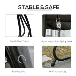 Dondolo da Esterno a 3 Posti con Tettuccio Regolabile, Letto Pieghevole e Cuscini Rimovibili per Veranda - Product Image 5