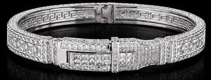 Oreliiuxe 925 <b>Silver</b> Cuban Link <b>Bangle</b> <b>Bracelet</b> <b>Silver</b> Plated Moissanite Inlay Brilliant Cut Luxury Hiphop Style Party Wedding - Product Image 3