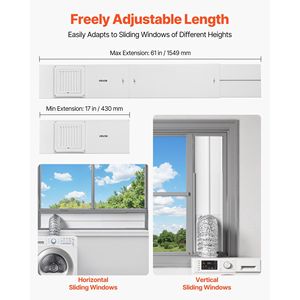 Kit de Ventana para Secadora con Longitud Ajustable, PVC Resistente, Compatible con Mangueras de Extracción de 4 Pulgadas, Ventanas Corredizas de Diferentes Alturas - Product Image 3