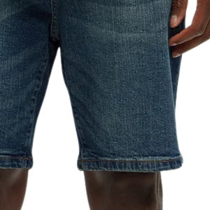 Shorts en jean bleu foncé pour homme, coupe droite, respirant, en coton délavé, longueur genou, décontracté, streetwear d'été, confortable - Product Image 5