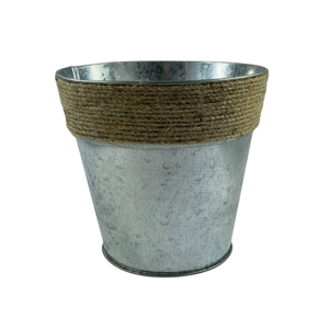 Cubo pequeño de acero galvanizado duradero con asa de madera, cubo metálico rústico vintage para decoración del hogar, maceta, recuerdos de fiesta, en oferta - Product Image 3
