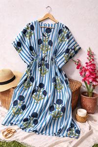 Vestido Kaftan de Algodón con Estampado Floral: Ropa Informal India Estilo Maxi - Product Image 5