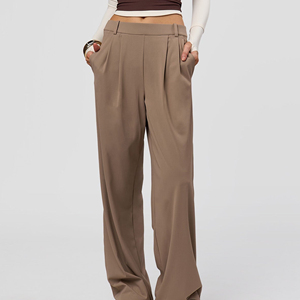 Pantalones de Pierna Ancha de Cintura Alta para Mujer, Satinados, Holgados, Plisados, Largos, de Color Sólido, Estilo Minimalista Otoñal - Product Image 3