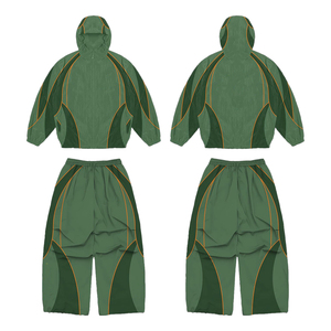 Hochwertiger Artikel Unisex Hip-Hop Colorblock Trainingsanzug mit Kapuzenjacke und Hose, leichtes, locker sitzendes Sportbekleidungsset - Product Image 5
