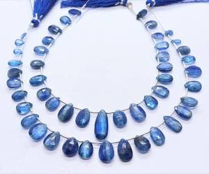AAA Natural Blue Kyanite Faceted Pear Shape Beads Necklace 7x9 To 9x13 MM Kyanite <b>Gemstone</b> Beads 9 Inch Pear Shape Kyanite Beads - Product Image 1