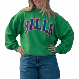 Sudadera Oversize de Cuello Redondo para Mujer, Gris, con Estampado de Letras 'Bills', Hombros Caídos, Manga Larga, Tejido de Algodón, para Otoño, en Oferta - Product Image 4
