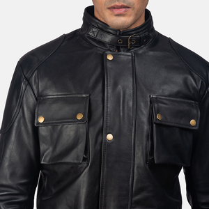 Chaqueta de Cuero para Hombre de Alta Calidad con Cuello Alto y Logotipo Frontal, Prenda Exterior Urbana Ecológica y Resistente al Viento para Vendedores a Gran Escala - Product Image 4