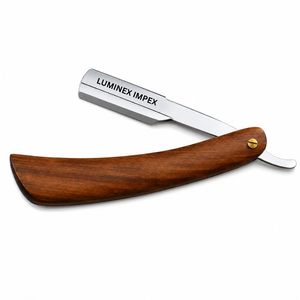 Luminex Impex Straight Edge Razor Wooden Handle Barber Shaving Razor With Replaceable Blade OEM - Product Image 1