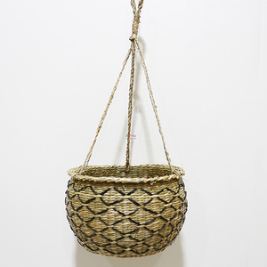 Handmade Boho Eco Friendly Seagrass Hanging Planter <b>Basket</b> <b>Flower</b> Pot Holder Rope Hanger <b>for</b> Garden Use - Product Image 2