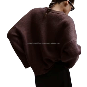 Wholesale <b>Men's</b> Acrylic Blend Plane Knit Sweater O-Neck Long Sleeve Pullover <b>Jumper</b> Charcoal <b>Brown</b> Quick Dry Breathable Winter - Product Image 2