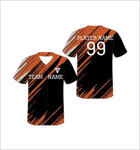 Camiseta de Béisbol Sublimada Personalizada, Cuello en V, Manga Corta, Unisex, Adulto, Secado Rápido, Poliéster, Nombre del Equipo, Jugador 99, Diseño a Rayas - Product Image 1