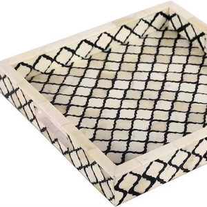 Bandeja de lujo con incrustaciones de hueso 2026, elegante y decorativa, hecha a mano en India, rectangular, para servir, directamente de PERFECT ENTERPRISES - Product Image 1