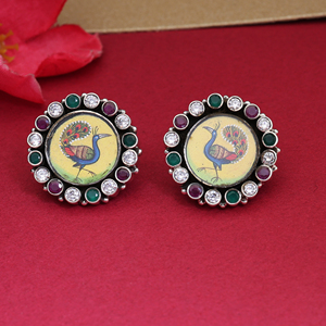 Pendientes de Plata de Ley 925 con Diseño de Pavo Real, Pintados a Mano, Elegantes y Brillantes, para Mujeres y Niñas, Ideales para Bodas y Fiestas - Product Image 3
