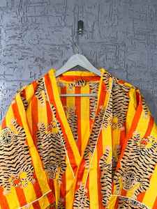 Block Print Cotton Kimono <b>Robe</b> <b>Bridesmaid</b> Dressing Gown Lightweight Summer Nightwear One Size - Product Image 4