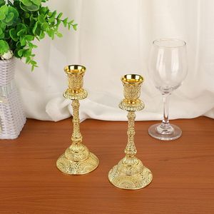 Vintage Style Metal Taper Candle stand Set of 2and 7.4 <b>Brass</b> Finish <b>Candlestick</b> Holders for Home and Dining Table Decor - Product Image 6