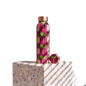 Top Rated Floral Printed Ayurvedic Pure <b>Copper</b> Water Bottle Vintage Metal Drinking Bottle Drink Vessel For Home Office Gifting - Product Image 5