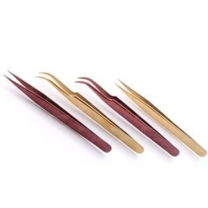 Pinzas de extensión de pestañas de aislamiento de agarre de diamante semicurvado con logotipo personalizado, herramientas de belleza tipo Punta de volumen - Product Image 4
