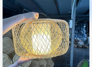Premium Bamboo Lamp Eco Friendly <b>Wicker</b> Hanging <b>Light</b> Natural Rattan <b>Ceiling</b> Pendant Shade Bulk Pack Wholesale Manufacturer - Product Image 2