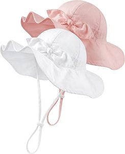 Sombrero de Pescador de Mezclilla Blanco y Rosa con Bordado 3D y Lazo, Correa Ajustable para Adultos, Unisex, para Playa, Primavera, Verano, Uso Casual - Product Image 1