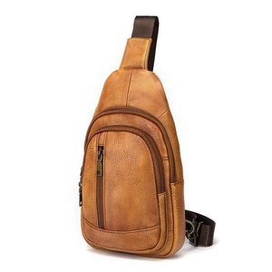 Bolso de pecho de cuero genuino de alta calidad, precio inmejorable, moderno, para hombre, negro, multifuncional, bandolera de cuero. - Product Image 2