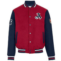Veste universitaire d'hiver haut de gamme en laine avec col montant, logo frontal, patch personnalisé, veste de baseball, marque privée