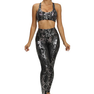 Ensemble de yoga pour femmes, nouveau design personnalisé, en nylon et élasthanne, séchage rapide et respirant, 2 pièces, pour entraînement - Product Image 1