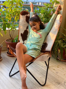 Silla decorativa hecha a mano con mariposas de cuero y piel, cómoda, para comedor - Product Image 3