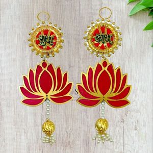สินค้ามาใหม่ อะคริลิคชูบห์ลาบห์ ลายดอกบัว พร้อมด้วยด้ายปักลายดอกบัวและลูกปัด สำหรับตกแต่งงานดิวาลี งานแต่งงาน และงานปาร์ตี้ - Product Image 6
