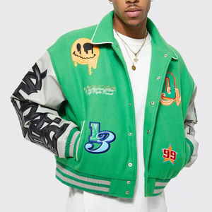 Veste de baseball personnalisée pour l'hiver, grande taille, imperméable, écologique, avec patchs brodés, manches en laine, sport, homme - Product Image 2