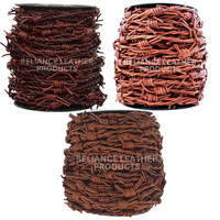 Alambre de púas de cuero vintage antiguo marrón claro hecho a mano, joyería de cordón de cercado de cuero, alambre de púas retorcido, 1-2,5mm, collar, pulsera