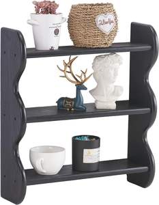 ชั้นวางของติดผนังไม้แท้ 100% สไตล์วินเทจ ชั้นวางของติดผนังแบบแขวน 3 ชั้น ตกแต่งบ้านสไตล์ฟาร์มเฮาส์ - Product Image 2