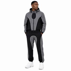 Reflective Piping Windbreaker Shorts Set – Custom High Quality <b>Zip</b>-<b>Up</b> <b>Jacket</b> & Lightweight Nylon Summer windbreaker tracksuits - Product Image 2