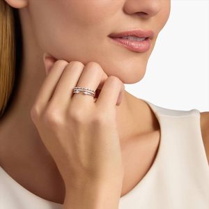 Open <b>Stacked</b> Diamond <b>Ring</b> in White Gold - Product Image 4