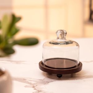 Acacia Wood <b>Cake</b> <b>Stand</b> with Glass Dome Compact Wooden <b>Cake</b> Dessert Display <b>Stand</b> Glass Cloche for Cupcakes Pastries Small <b>Cakes</b> - Product Image 6