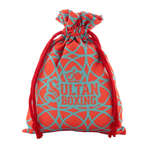 Bolsa de gimnasio con cordón Sultan Boxing, patrón geométrico rojo, poliéster ligero, mochila deportiva informal, unisex, multifuncional - Product Image 1