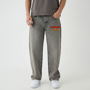Jeans de mezclilla lavados personalizados de alta calidad para hombre, jeans casuales de corte recto, estilo clásico holgado, ropa de calle hip hop, pantalones para hombre - Product Image 1